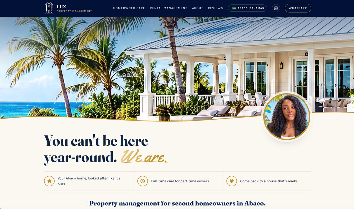 Screenshot of the lpmbahamas.com home page